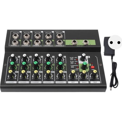 Console de mixage d'effets 10 canaux MIX5210FX, console de mixage compacte pour studio d'enregistrement, table de mixage numérique portable, prise UE 100-240 V (1/5)