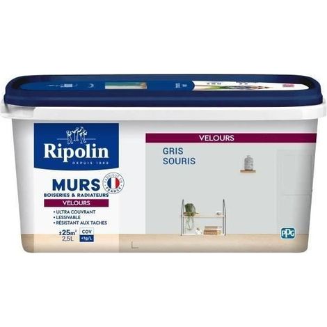 RIPOLIN Vernice Colore Velluto per Muri, Legno e Radiatori - Grigio Topo (1/2)