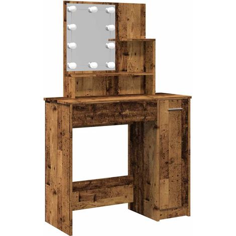 Coiffeuse avec LED vieux bois 86,5x35x136 cm