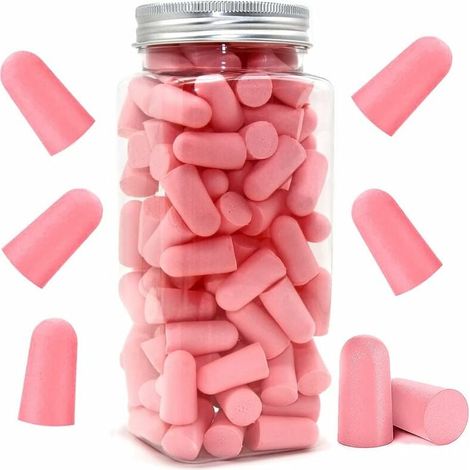 Bouchons d'oreilles en mousse souple, 38 dB, SNR le plus élevé, 60 paires de bouchons d'oreilles respirants confortables pour dormir, ronfler, étudier (rose) (1/5)