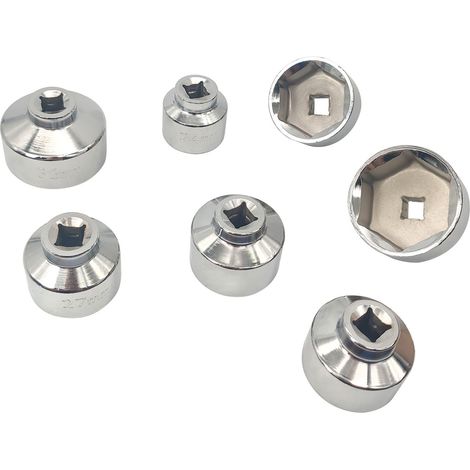 Eosnow Kit d'outils de jeu de douilles de clé de capuchon de filtre à huile 3/8 '', 7 pièces, 24 27 29 30 32 36 38mm de remplacement pour Mercedes Benz VW BMW (1/5)