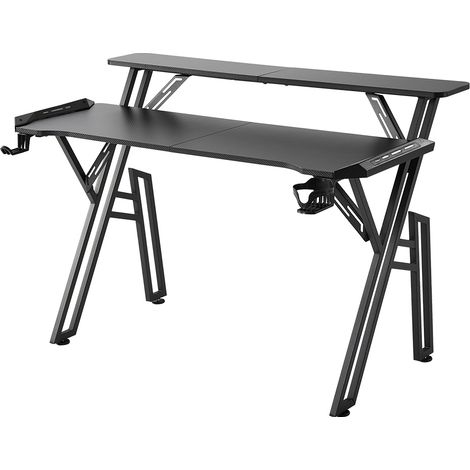 Gaming Desk with LED Lights and Monitor Stand (1/3)