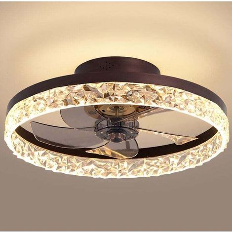 Ventilateur de plafond 50 cm avec lumière, LED à intensité variable, minuterie 6 vitesses, avec télécommande, marron (1/3)