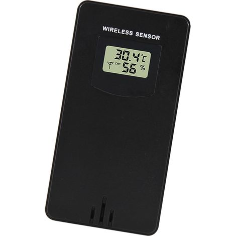 Digital Thermometer and Hygrometer, Sensor for Indoor and Outdoor Weather Stations, White (Black) (1/5)