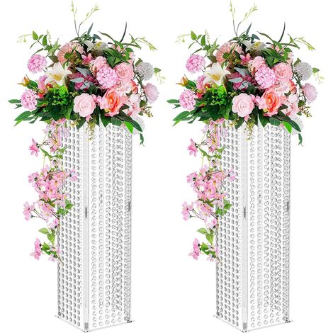 Centres de Table Vase, 80cm Haut, Collier de Perles de Cristal Fleur (1/5)