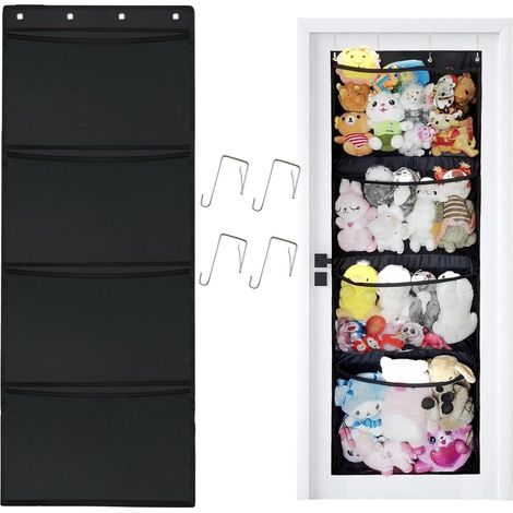1 Organisateur de Porte,Filet de Rangement,4 Poches,Tissu Oxford,Crochets Métalliques,Chambre Enfant Salle de Bain