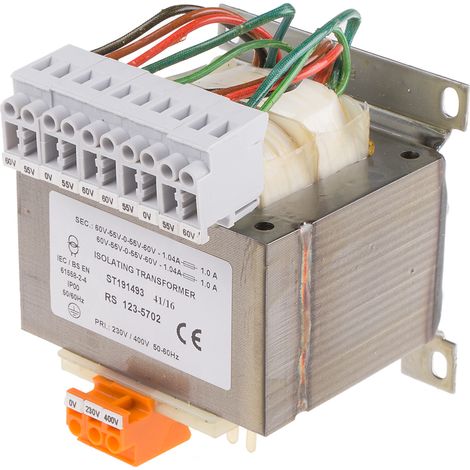 Transformateur d'isolement, Vin 0 230 400V c.a., Vout 4 x 0-55-60V c.a., 250VA ( Prix pour 1 ) (1/2)