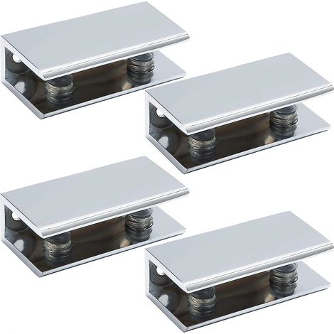 4 Pcs Pince à Verre Rectangulaire, Aluminium Support D'étagère en Verre, pour Fenêtre Balustrade Escalier Salle de Bain, avec Vis et Tournevis (1/5)