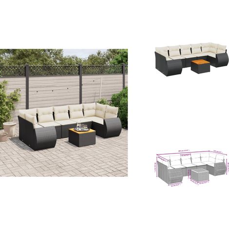 8-tlg. Garten-Sofagarnitur mit Kissen Schwarz Poly Rattan - Gartenmöbel - Esstischgarnituren - Outdoor Möbel - Lounge Set - Rattan Gartenmöbel