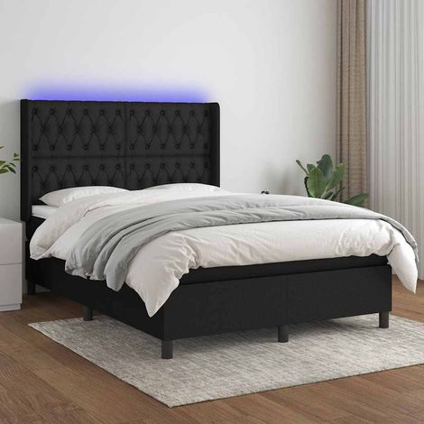vidaXL Lit à ressort LED avec tête de lit 140 x 200 cm tissu (1/5)