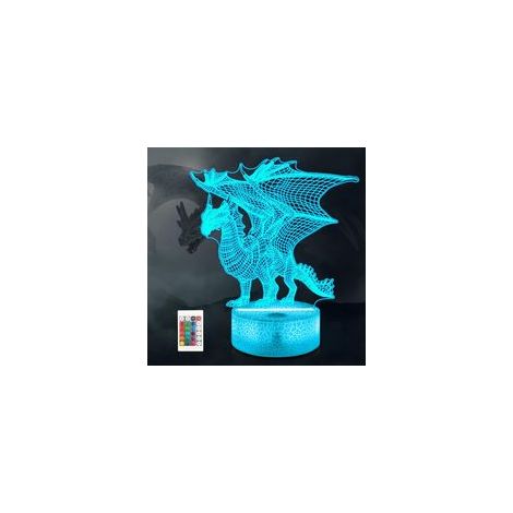 Lanterna a forma di drago, luce notturna 3D a forma di drago, 16 colori, con telecomando, decorazione per la cameretta dei bambini, regalo ideale per Natale o compleanno, per bambini e bambine. - Crez