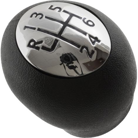 Pommeau de levier de vitesses Renault Clio III 05-09, boîte 6 rapports, noir et chromé