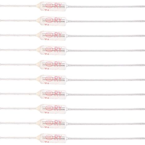 Ulisem10 pezzi 250V 10A 72℃ fusibile termico, fusibile termico con guscio metallico, fusibile di temperatura TF 72250℃ (152℃/305,6℉) (1/4)