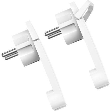 2 Pièces Fiche Schuko Extra Plate, Fiche Européenne D'alimentation 250V 16A, Prise Electrique Male Contact de Terre avec Poignée Rabattable et Protection Contre la Torsion du Câble Blanc (1/4)