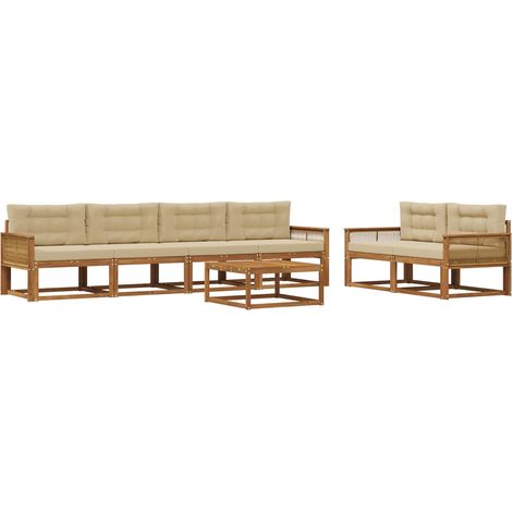 Outdoor Sofa Set with Cushion 7 pcs Natural and Beige vidaXL (1/5)