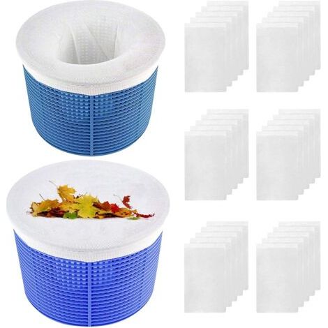 PA Lot de 30 chaussettes de piscine réutilisables et extensibles, filtre anti-poussière et anti-pollution pour piscine, spa, pompe, panier, blanc (1/4)