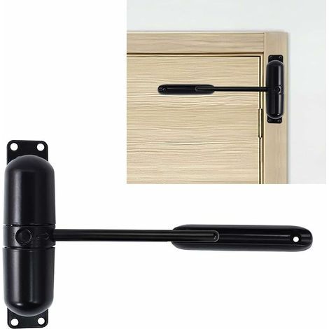 Automatischer Türschließer mit Sicherheitsfeder – Einfache Montage zur Umrüstung von Drehtüren auf Selbstschließtüren – Schwarz, 9,8 x 2,5 cm (1/5)