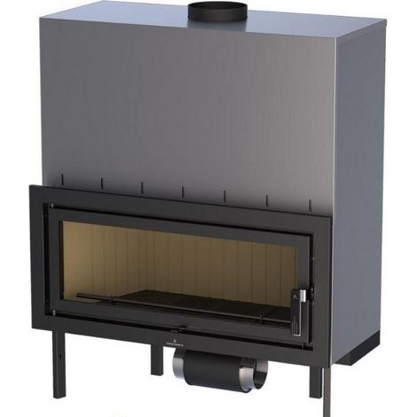 Bronpi – Insert à bois ventilé canalisable 16 kW – Triple combustion – 4 sorties canalisables jusqu'à 8m – Ventilateur 550 m3/h – Acier et fonte (1/5)