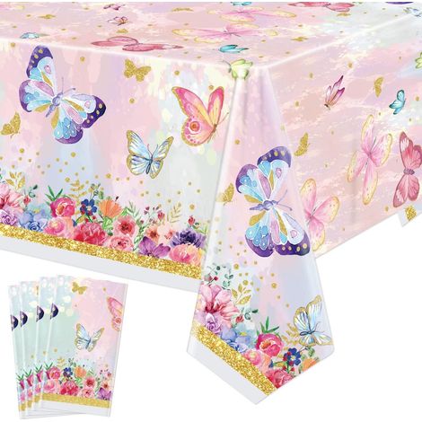 4er Set Schmetterling Tischdecke 130x220cm für Geburtstage & Babypartys