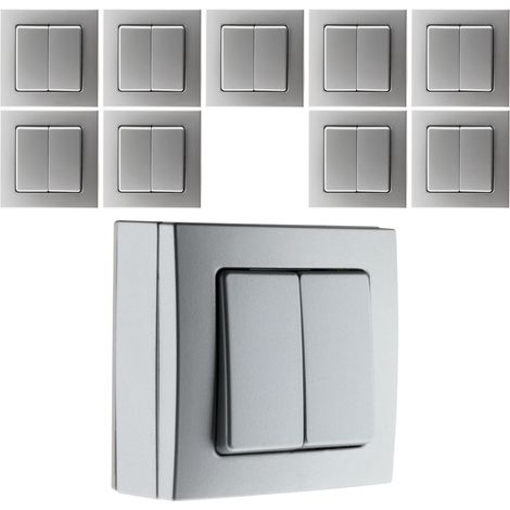 Lot de 10 Va & Vient doubles 10A saillie borne auto Bel'Vue - Chrome - Bel'Vue