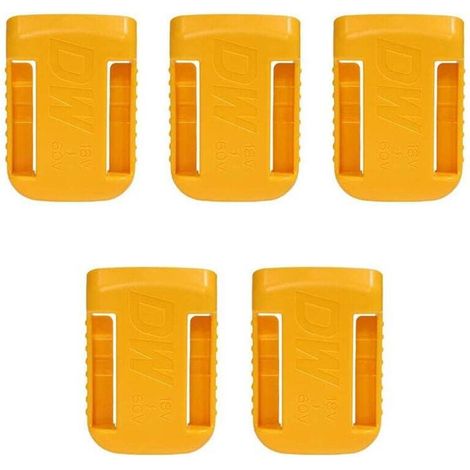 Supporto per batteria per utensili da 5 pezzi, supporto per batteria per utensili Dewalt 18V, clip per cintura con coperchio batteria (giallo) (1/4)