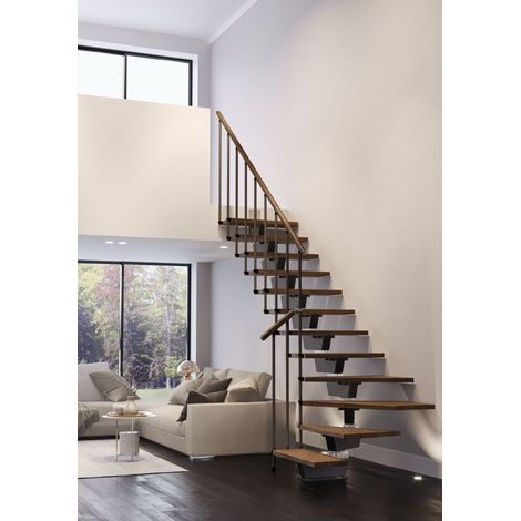 Misterstep - Scala a L (1 curva) - Modello Tech - Colore del Legno Noce 25 (1/5)