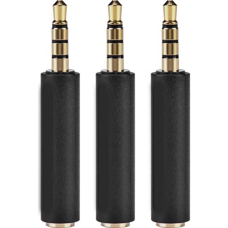 Adaptateur de conversion OMTP vers CTIA 3.5mm pour casque audio, noir (3 pièces) (1/5)