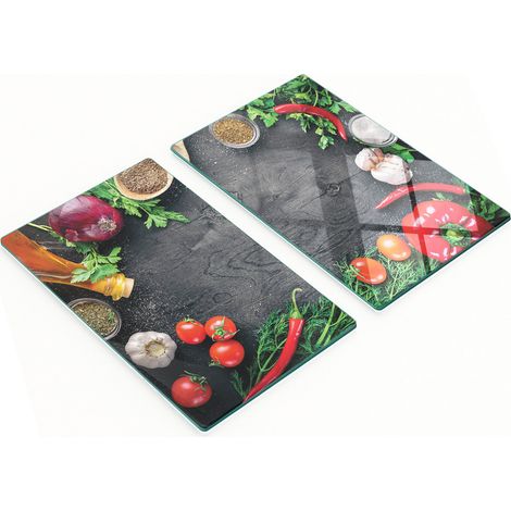 Dekorative Schneide- und Servierbretter aus Glas und Holz, Gemüse 2 x 30 x 52 cm (1/5)