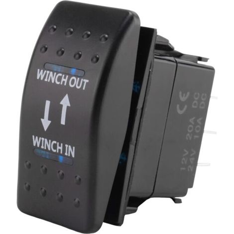 12V 20A Winch In Out ON-OFF-ON Interrupteur À Bascule 7 Broches DEL Bleu (1/4)