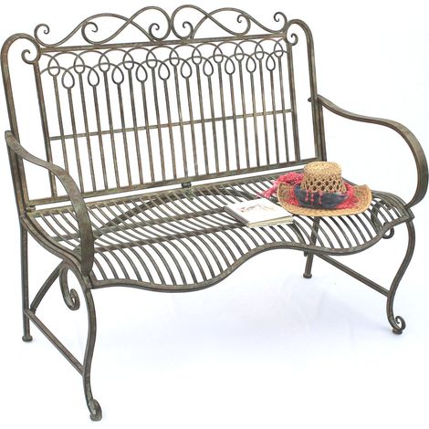 DanDiBo Banc de jardin Métal Résistant aux intempéries Patine Verte 110 cm 2 places Banc JC150014 Banc de parc en fer Jardin (1/5)