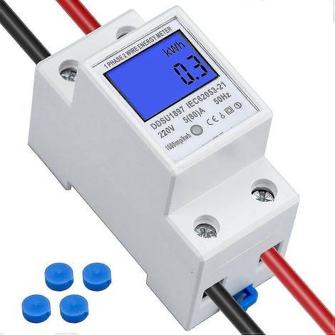 LCD-Digitalstromzähler, Wechselstromzähler, Hutschienen-kWh-Zähler, 5 (80 A) Stromzähler, Hutschienen-1-Phasen-2-Pin-DIN-Schienen-Stromzähler, AC230 (1/5)