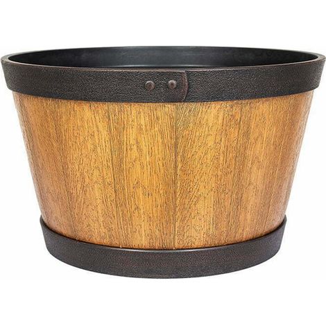 45cm Large Oban Whiskey Barrel - Plastic - L45 x W45 x H26 cm - Light Oak
