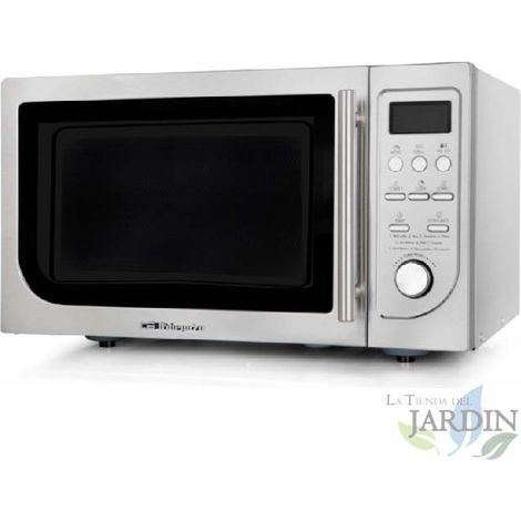Microondas Orbegozo 900W, 25L, Grill 1000W, 8 Niveles de Potencia, Acero Inoxidable