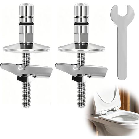 2 Pièces Kit de Fixation Abattant WC M6 x 71,5mm, Charnières Universelles en Acier Inoxydable, Installation Facile, Kit Complet
