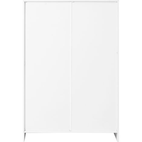 Scarpiera moderna bianca con 2 ante, ripiani regolabili e maniglie dorate, 146 x 34 x 109 cm (1/5)