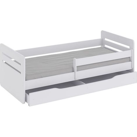 Lit enfant avec barrière de sécurité amovible blanc Moly-80x140 (1/5)