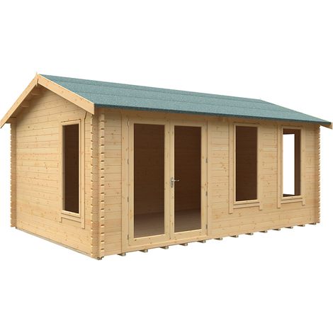18x12 The Sherborne 44mm Cabin - L535 x W355 x H282.9 cm - Solid Wood/Softwood/Pine - Natural