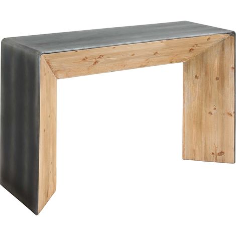 Table console table d'appoint design industrielle bois massif mvg 80 x 120 x 40 cm naturel aspect métal 040008491