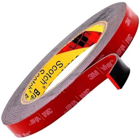 3M VHB Ruban Adhésif Double Face Extra Fort, Noir, Étanche, Résistance à haute température, pour intérieur & extérieur, 3m x 1.5cm
