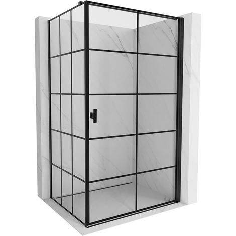 Mexen Mist-B cabina doccia con porta a battente destra 100 x 110 cm, griglia nera, nero - 8A2T-100-110-70-77-P (1/5)
