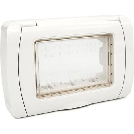 Placca idrobox 3 posti compatibile con matix IP55 coperchio modulo cassetta 503 bianco