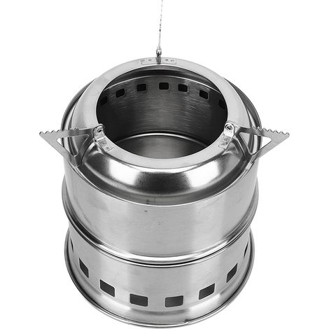 Poêle à bois extérieur rond en acier inoxydable pour barbecue, fonctionnant au bois, au charbon de bois et au charbon de bois, idéal pour le camping. (1/5)