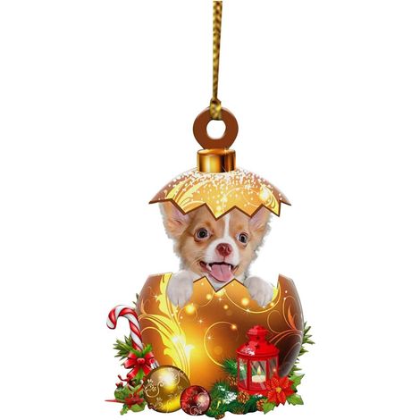 Ornement Chien - Décoration Arbre De Noël En Acrylique - Double Impression - Pour Fête Familiale Ou Décor Intérieur - Lot De 1 (1/5)
