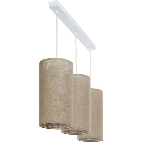 Suspension boho élégant tissu crème ajustable compatible LED (1/3)