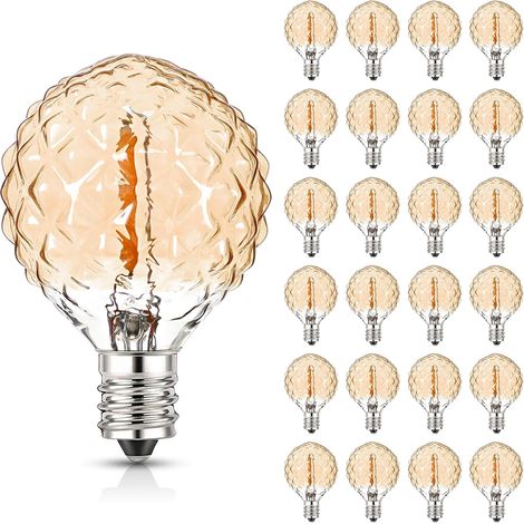 Ampoule G40 LED E12 220V Edison Vintage 1W Globe équivalentes 10 watts Ampoules blanc chaud 2200K GuirlandeDécorative Jardin,diamant,25 pièces (1/5)