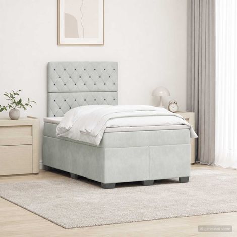 vidaXL Cama box spring con colchón Gris Claro 120 x 200 cm Terciopelo (1/5)