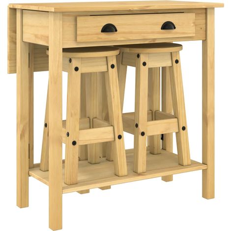 vidaXL Set de mesa alta y taburetes de bar 3 pzas madera maciza pino (1/2)