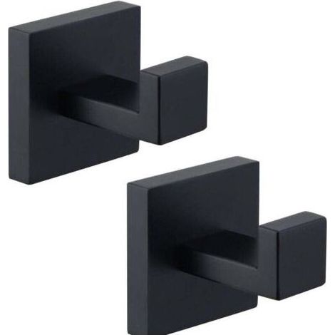 Lot De 2 Crochet Porte-Serviettes Noir Mat, Crochet De Manteau En Acier Inoxydable 304, Porte-Serviettes, Crochet Mural De Salle De Bain De Style Industriel Moderne (1/5)