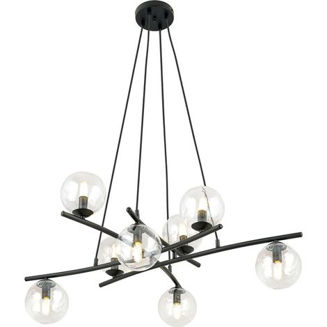 Lampadario Moderno Zarmon Acciaio Nero Trasparente 8 Luci E14 (1/5)