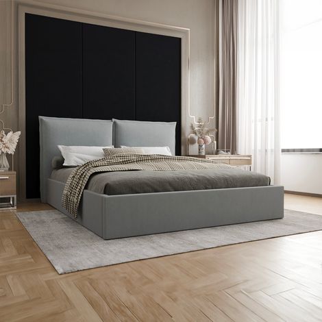 Lit coffre 160x200 sommier inclus Sandro Gris (1/5)